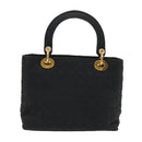 Christian Dior Canage Hand Bag Nylon Black Gold Auth yk15712-2