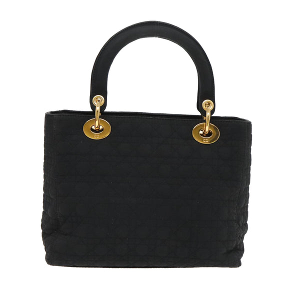 Christian Dior Canage Hand Bag Nylon Black Gold Auth yk15712