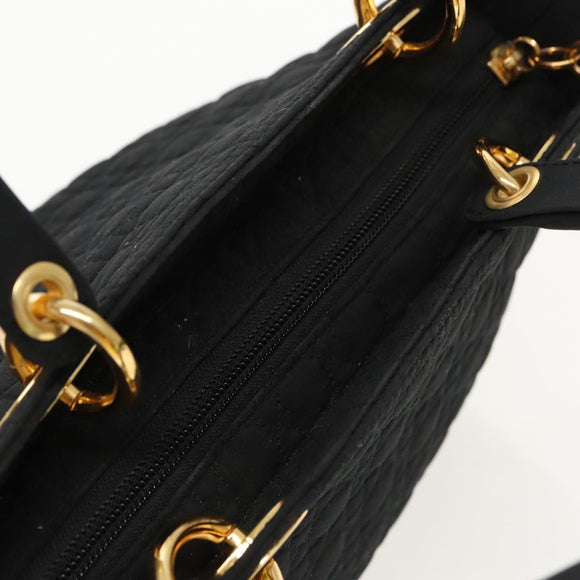 Christian Dior Canage Handtasche Nylon Schwarz Gold Auth yk15712