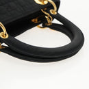Christian Dior Canage Handtasche Nylon Schwarz Gold Auth yk15712-7