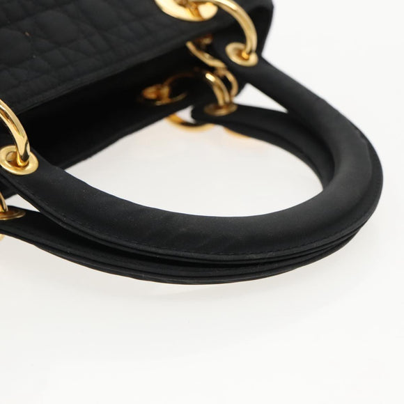 Christian Dior Canage Handtasche Nylon Schwarz Gold Auth yk15712