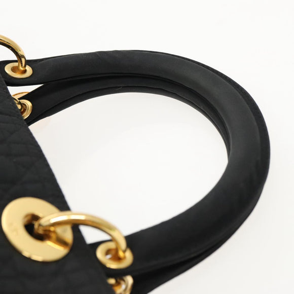 Christian Dior Canage Handtasche Nylon Schwarz Gold Auth yk15712
