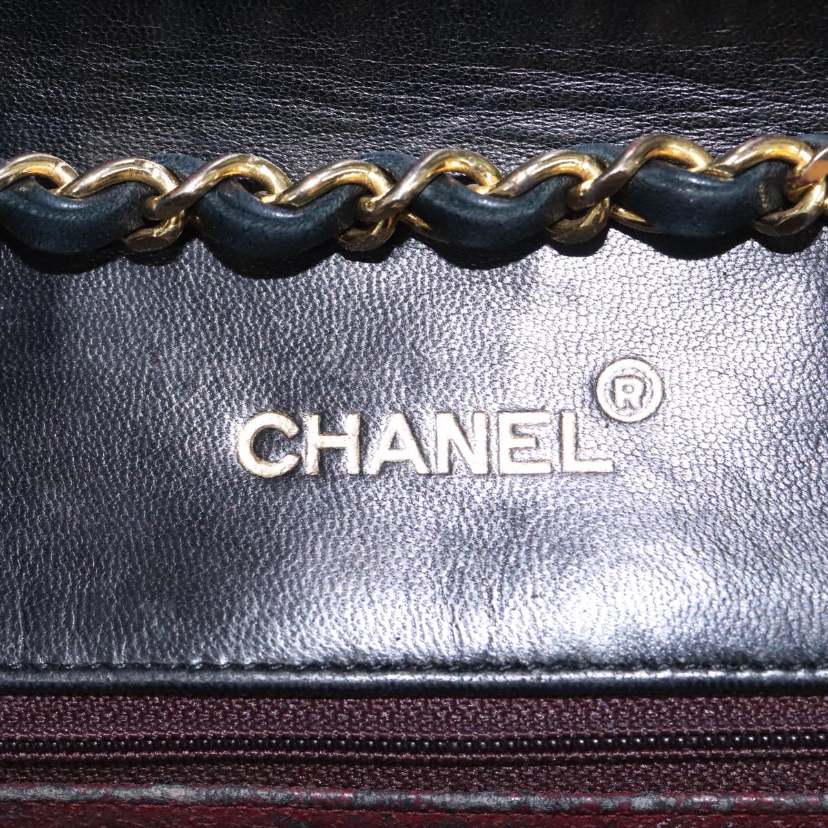 CHANEL Matelasse Chain Shoulder Bag Lamb Skin Black Gold CC Auth yk15735