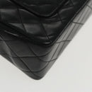 CHANEL Matelasse Turn Lock Chain Hand Bag Lamb Skin Black Gold CC Auth yk15738AV-16