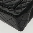 CHANEL Matelasse Turn Lock Chain Hand Bag Lamb Skin Black Gold CC Auth yk15738AV-17