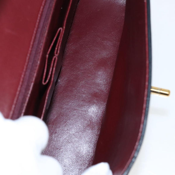 CHANEL Matelasse Turn Lock Chain Hand Bag Lamb Skin Black Gold CC Auth yk15738AV