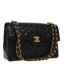 CHANEL Matelasse Turn Lock Chain Hand Bag Lamb Skin Black Gold CC Auth yk15738AV-1