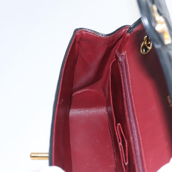 CHANEL Matelasse Turn Lock Chain Hand Bag Lamb Skin Black Gold CC Auth yk15738AV