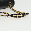 CHANEL Matelasse Turn Lock Chain Hand Bag Lamb Skin Black Gold CC Auth yk15738AV-7