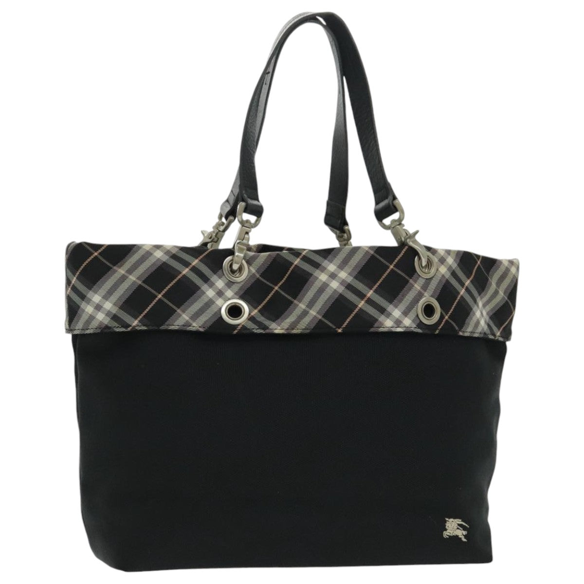 BURBERRY Nova Check Blue Label Hand Bag Canvas Black Auth yk15743