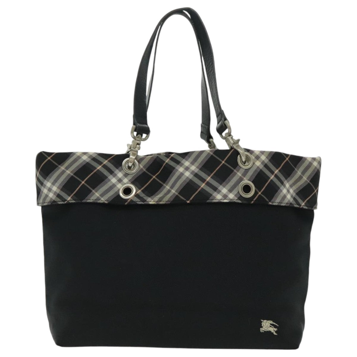 BURBERRY Nova Check Blue Label Hand Bag Canvas Black Auth yk15743