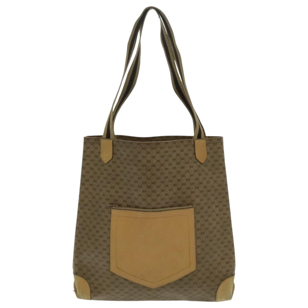 GUCCI Micro GG Canvas Tote Bag PVC Leather Beige Auth yk15747