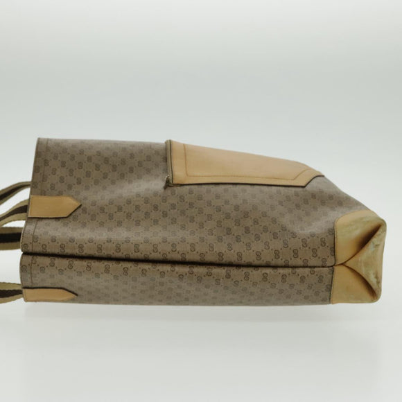 GUCCI Micro GG Canvas Tote Bag PVC Leather Beige Auth yk15747