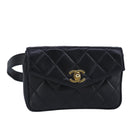 CHANEL Matelasse Waist bag Leather Black CC Auth yk15762-1