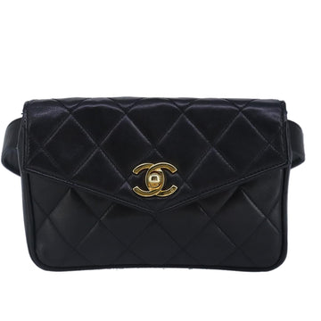CHANEL Matelasse Waist bag Leather Black CC Auth yk15762 - 0
