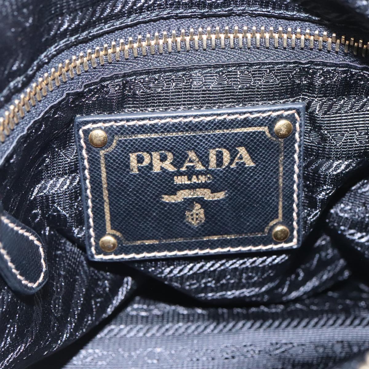 PRADA Shoulder Bag Nylon Khaki Gold Auth yk15765