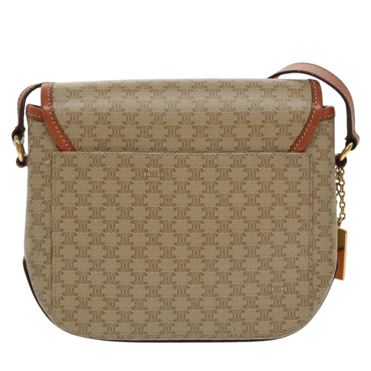 CELINE Macadam Canvas Shoulder Bag Beige Gold Auth yk15766 - 0