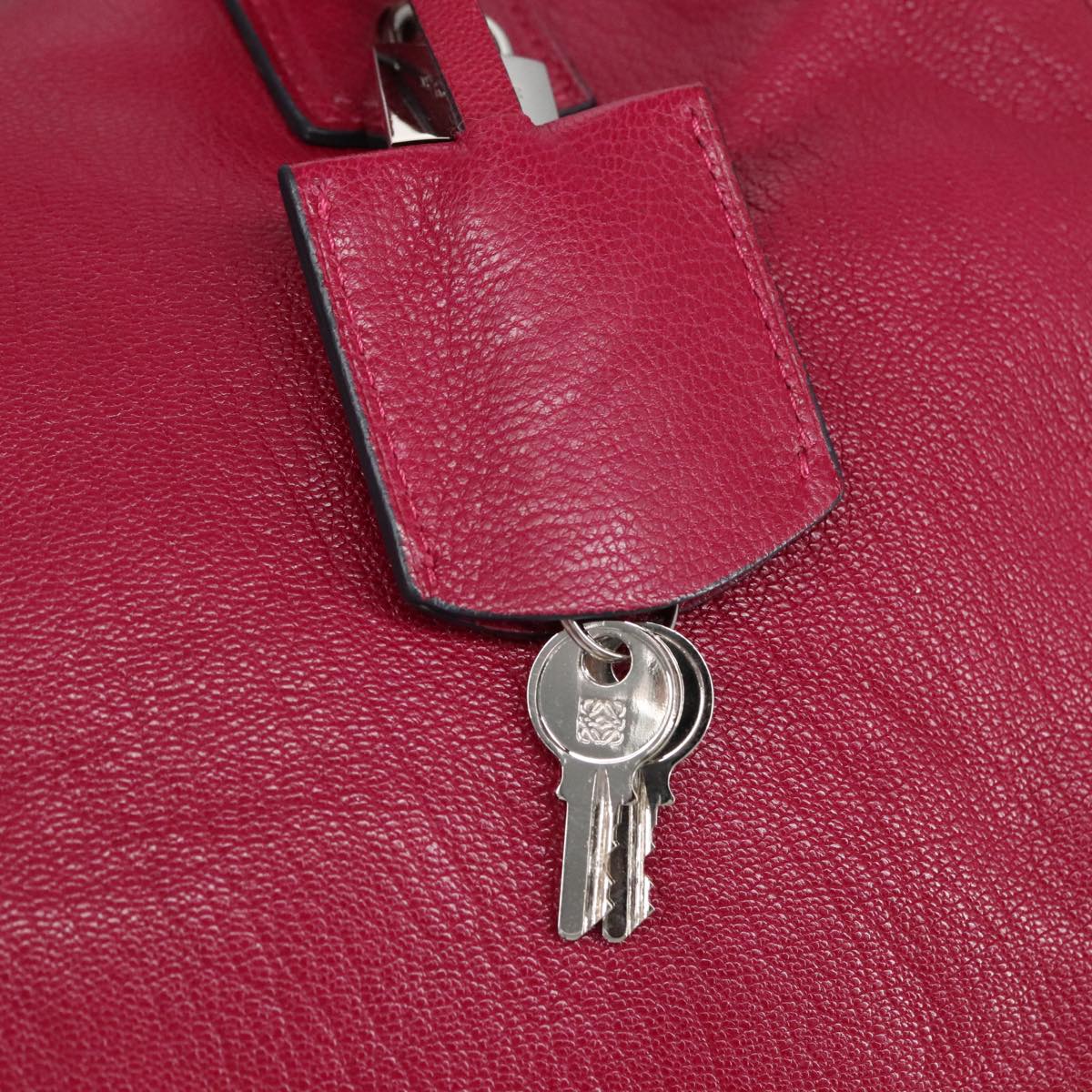 LOEWE Anagram Hand Bag Leather Bordeaux Silver Auth yk15770