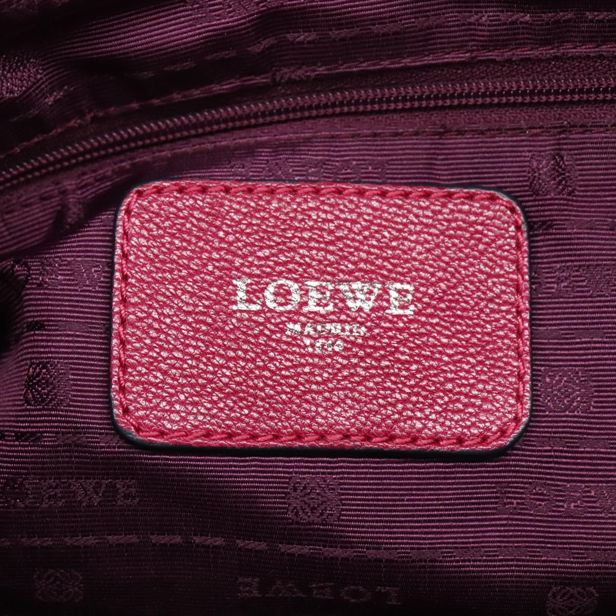 LOEWE Anagram Hand Bag Leather Bordeaux Silver Auth yk15770