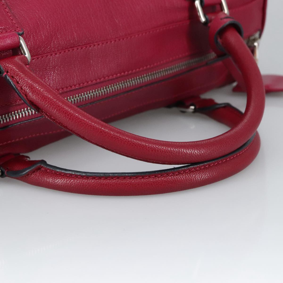 LOEWE Anagram Hand Bag Leather Bordeaux Silver Auth yk15770