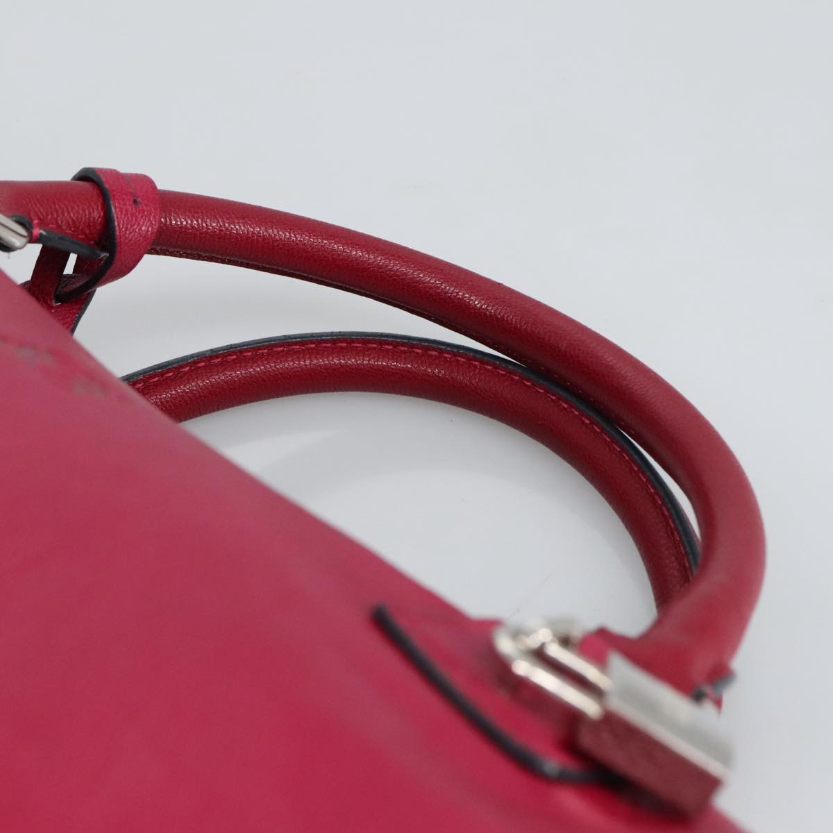 LOEWE Anagram Hand Bag Leather Bordeaux Silver Auth yk15770