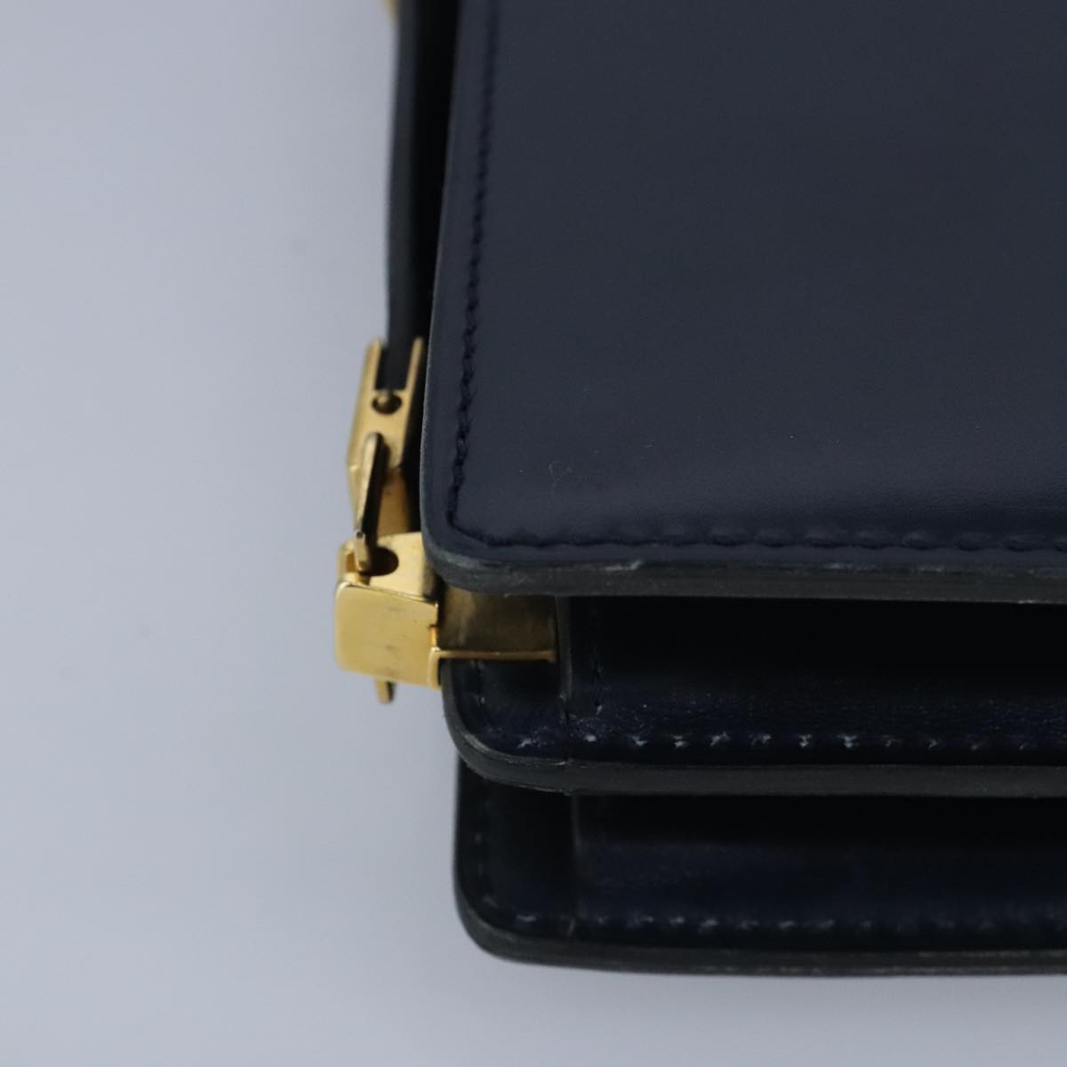 CELINE Shoulder Bag Leather Navy Auth yk15781