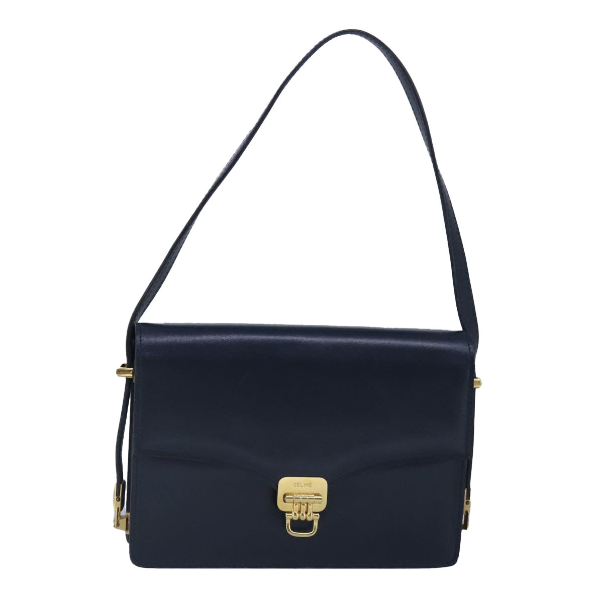 CELINE Shoulder Bag Leather Navy Auth yk15781 - 0