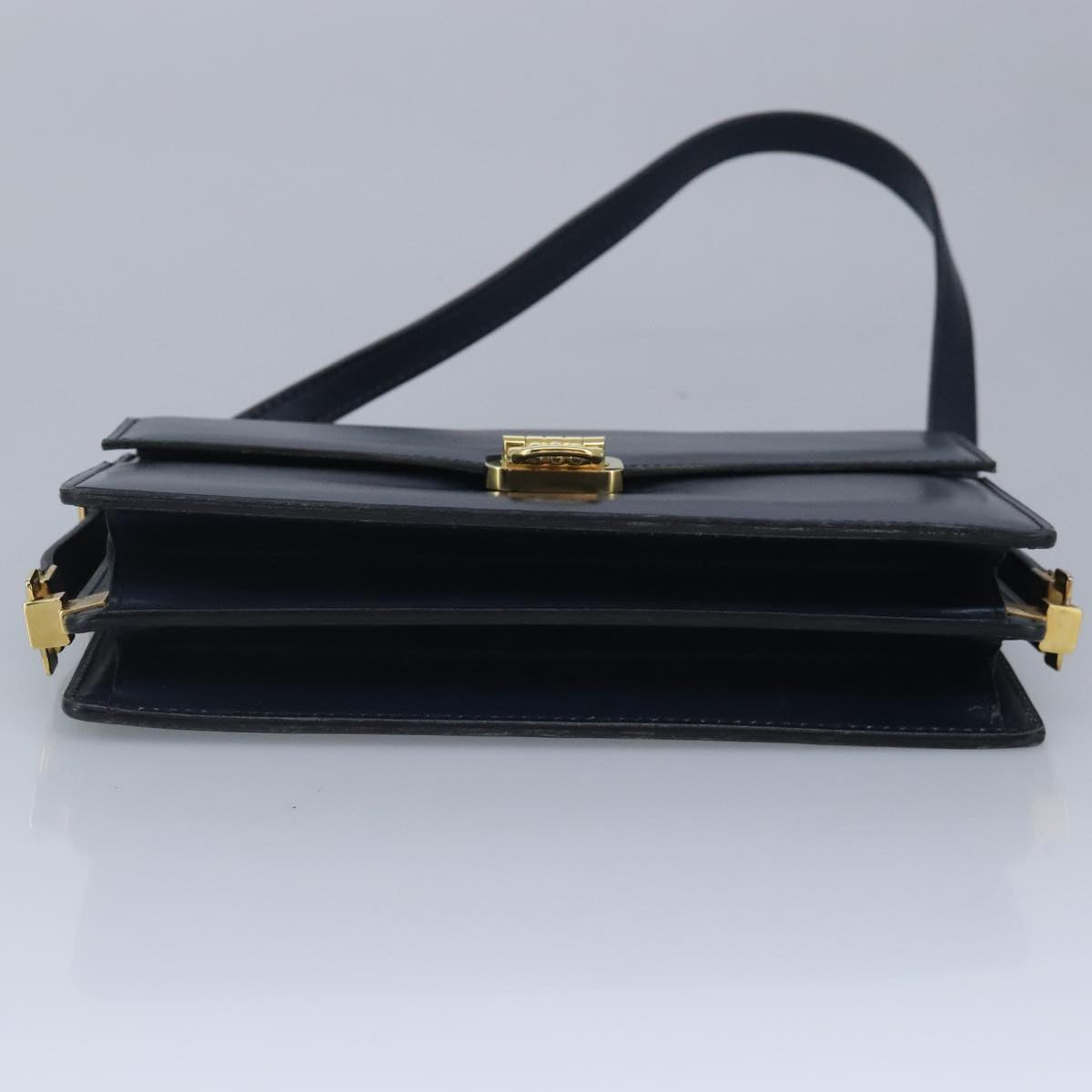 CELINE Shoulder Bag Leather Navy Auth yk15781