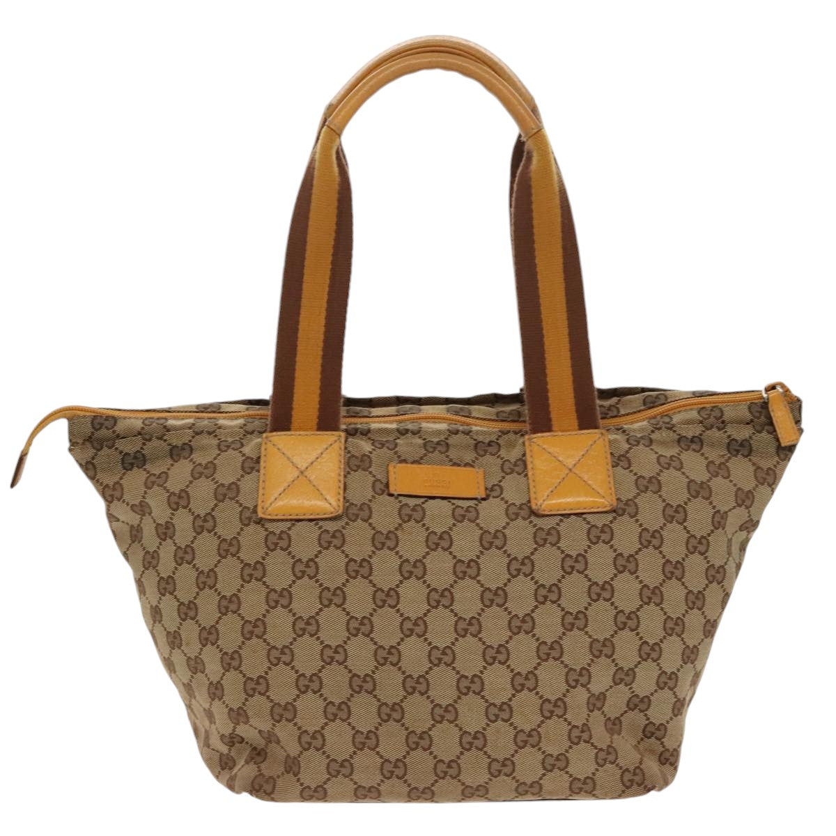 GUCCI GG Canvas Tote Bag Beige Silver 131230 Auth yk15782