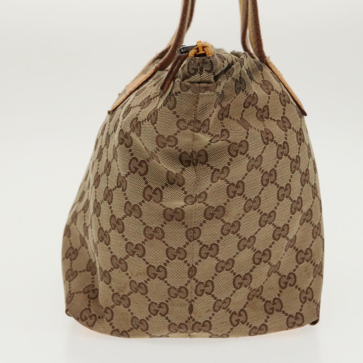 GUCCI GG Canvas Tote Bag Beige Silver 131230 Auth yk15782