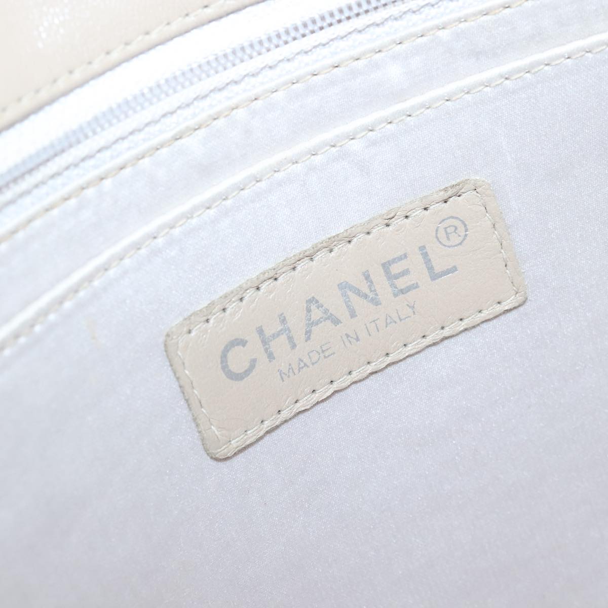 CHANEL Choco Bar New Travel Line Chain Bag Canvas Beige Silver CC Auth yk15784