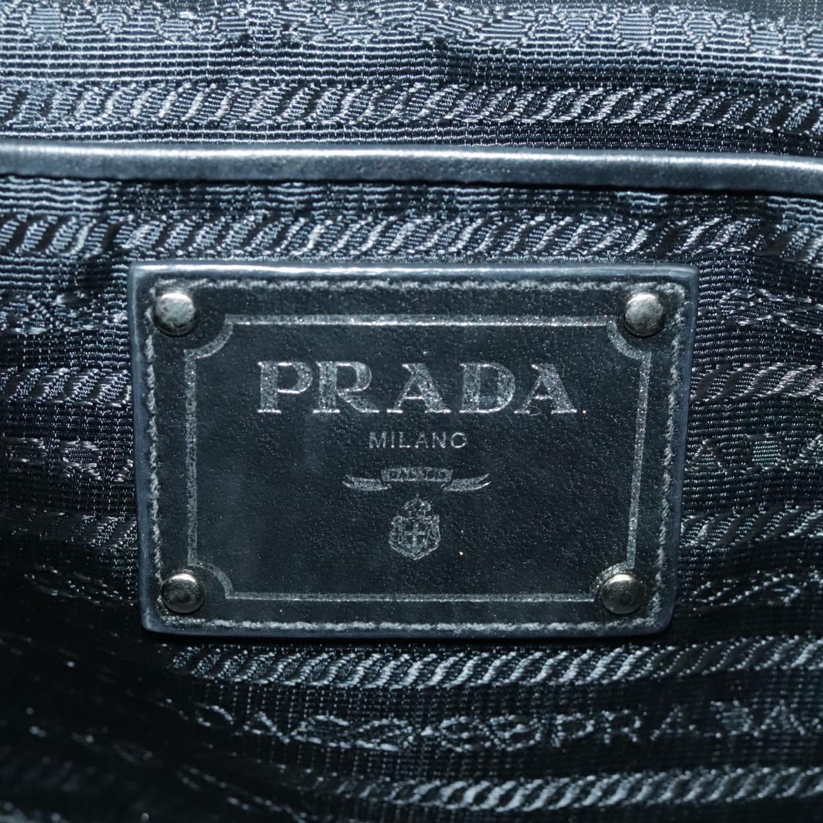 PRADA Hand Bag Nylon Leather 2way Silver Black Auth yk15787