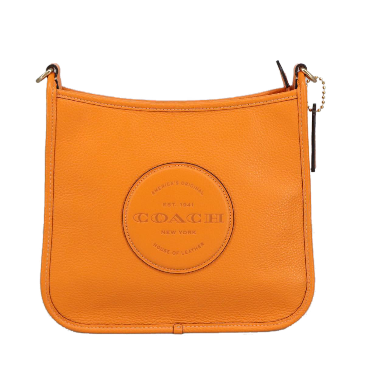 Coach Shoulder Bag Leather Orange Gold Auth yk15796