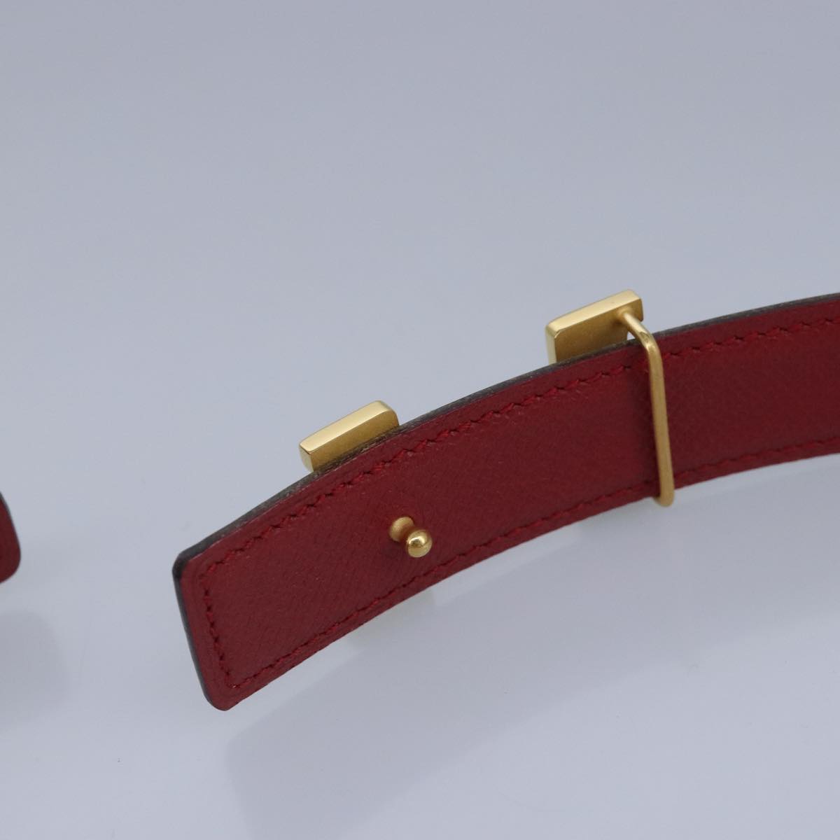 HERMES Mini Constance Belt Leather 25.6"" Brown Red Auth yk15800