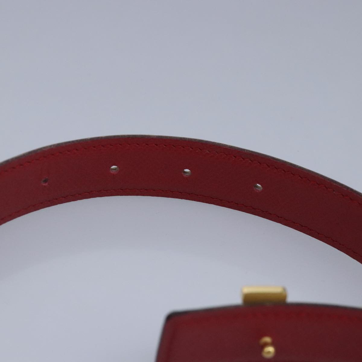 HERMES Mini Constance Belt Leather 25.6"" Brown Red Auth yk15800