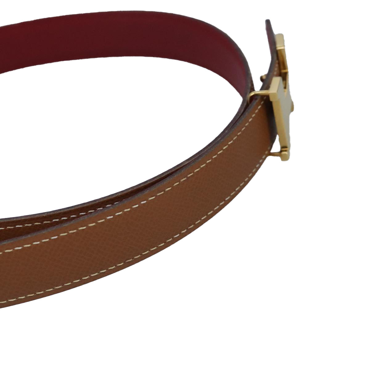 HERMES Mini Constance Belt Leather 25.6"" Brown Red Auth yk15800