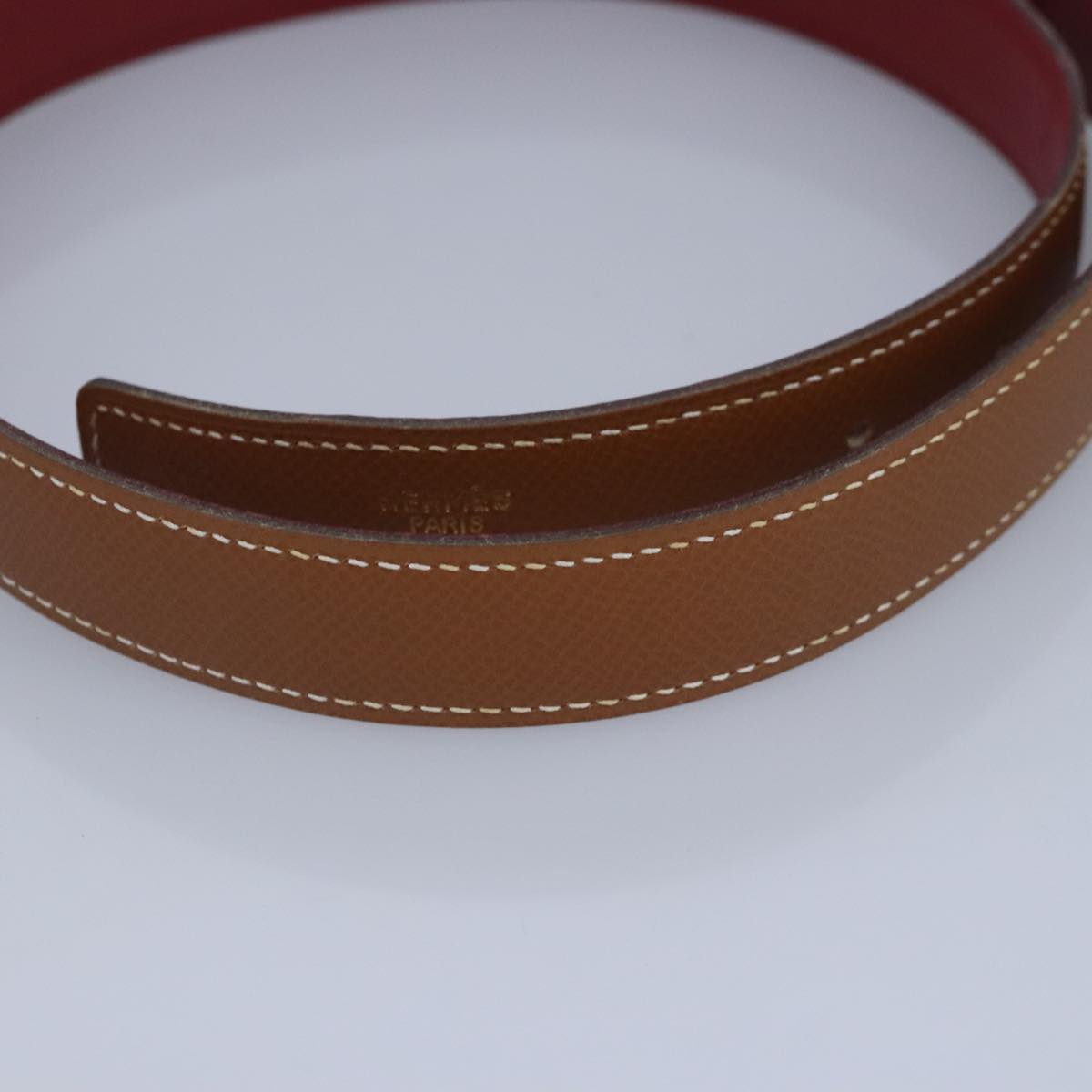 HERMES Mini Constance Belt Leather 25.6"" Brown Red Auth yk15800