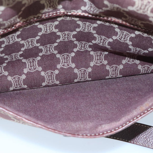 CELINE Paris Macadam Canvas Shoulder Bag Bordeaux Auth yk15808