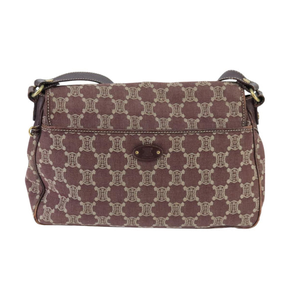 CELINE Paris Macadam Canvas Shoulder Bag Bordeaux Auth yk15808