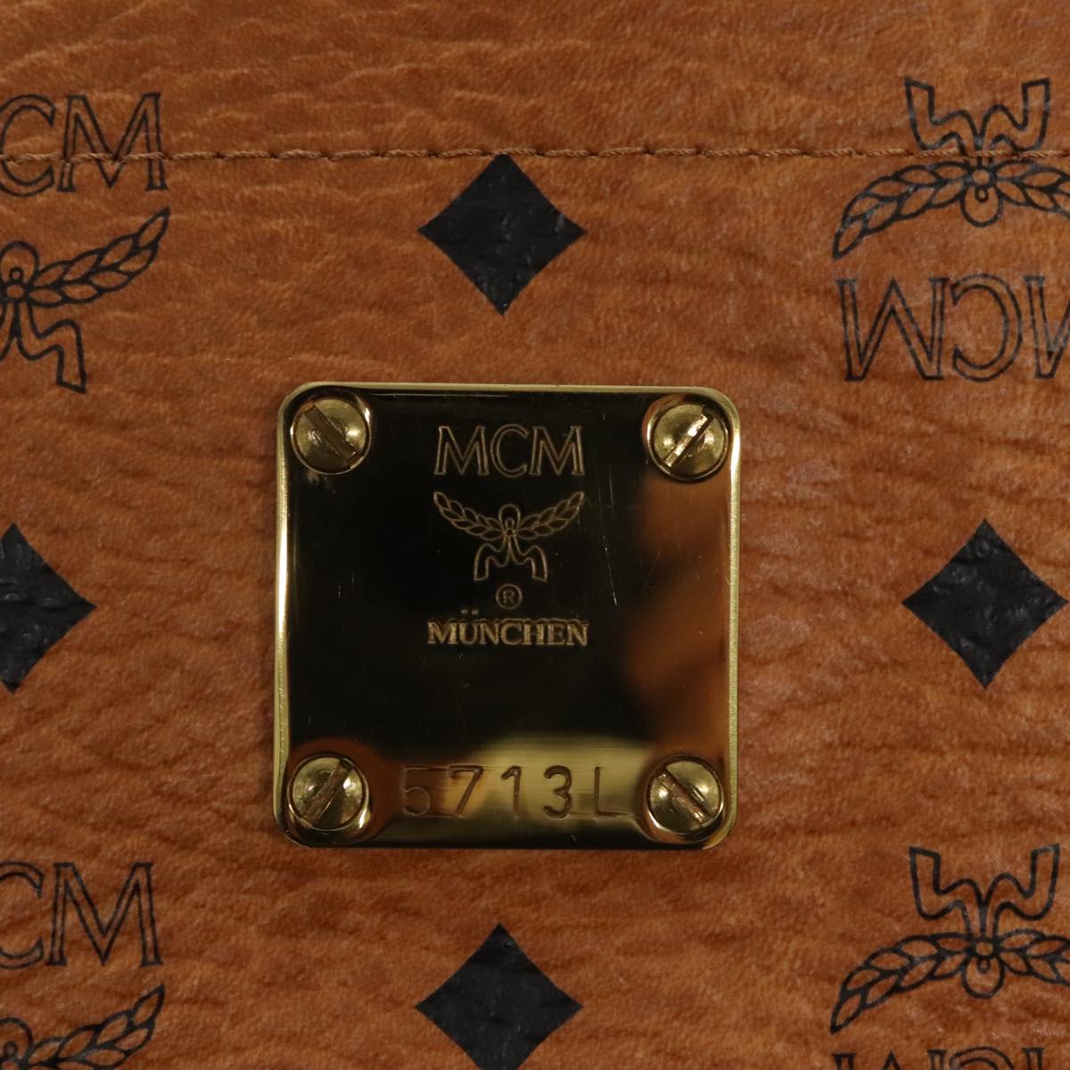 MCM Vicetos Logogram Shoulder Bag PVC Leather Brown Gold Auth yk15812