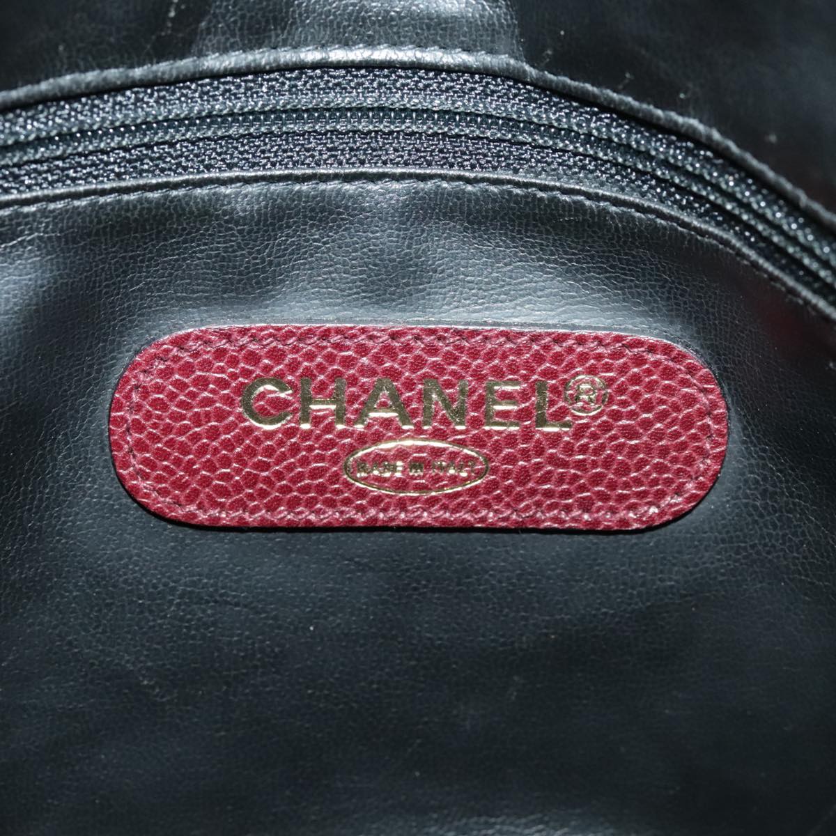 CHANEL COCO Mark Boston Bag Caviar Skin Bordeaux Gold CC Auth yk15814