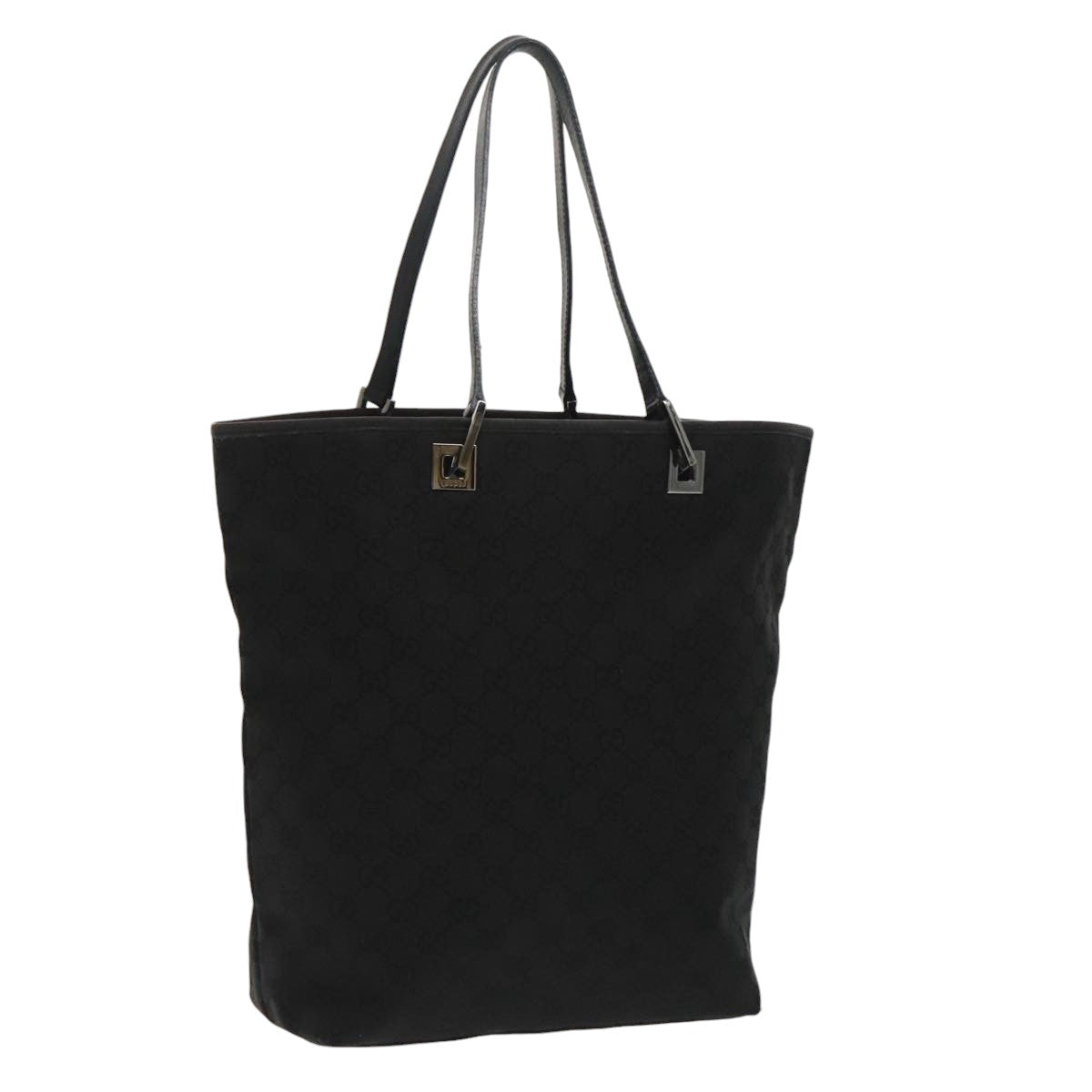 GUCCI GG Canvas Tote Bag Black Silver 31243 Auth yk15819