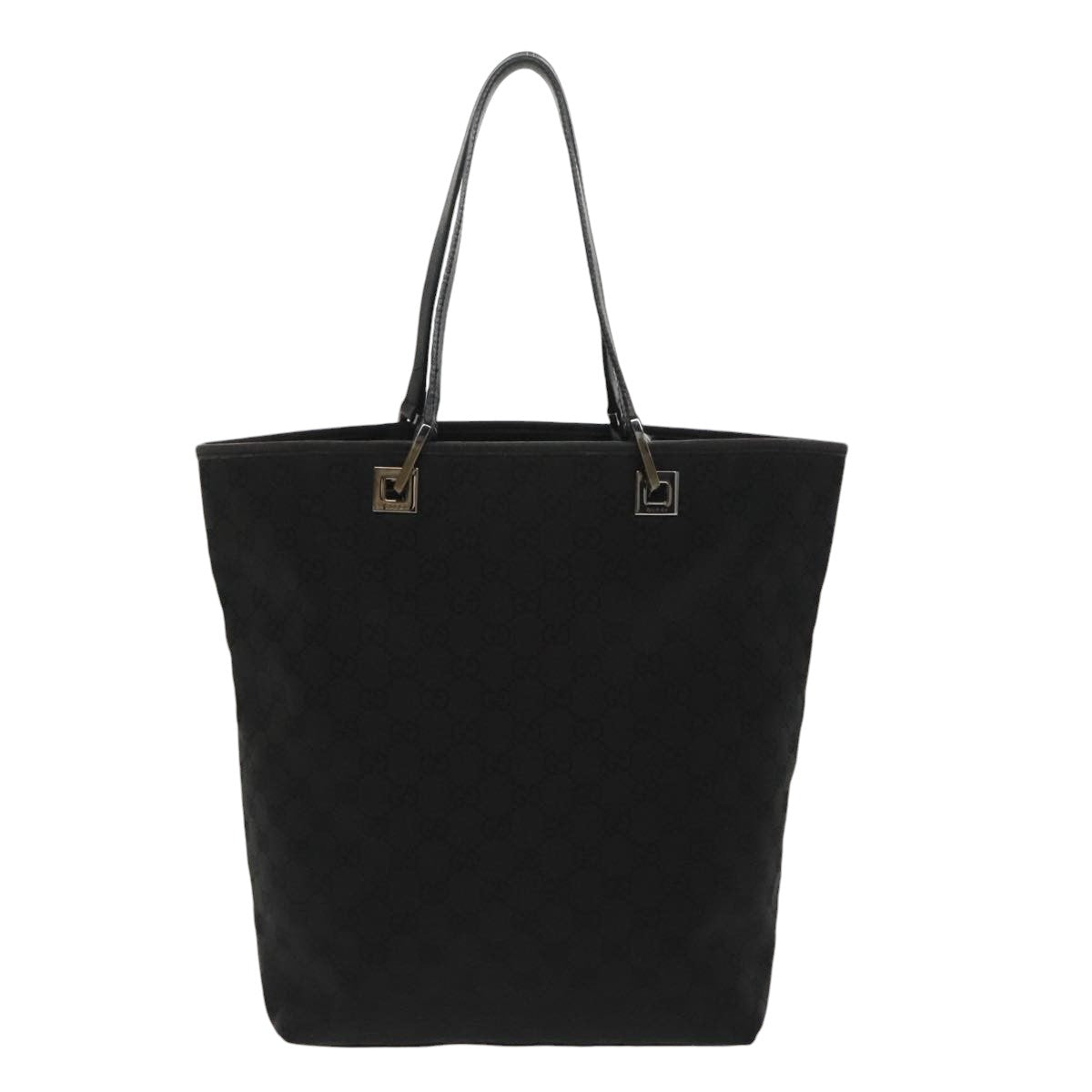 GUCCI GG Canvas Tote Bag Black Silver 31243 Auth yk15819