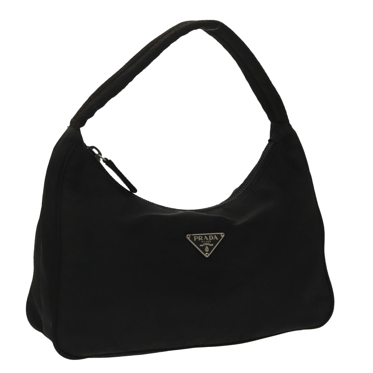 PRADA Mini Hand Bag Nylon Black Silver Auth yk15836