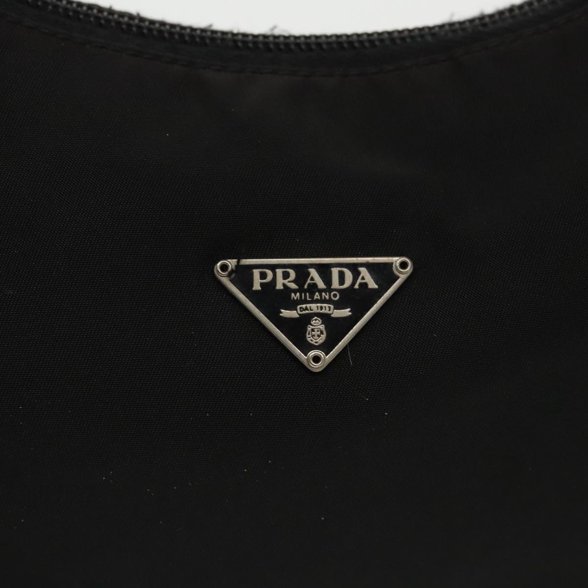 PRADA Mini Hand Bag Nylon Black Silver Auth yk15836