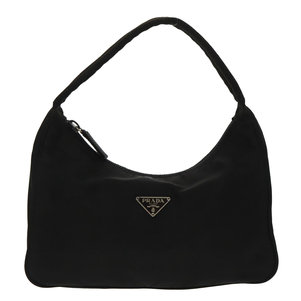 PRADA Mini Hand Bag Nylon Black Silver Auth yk15836