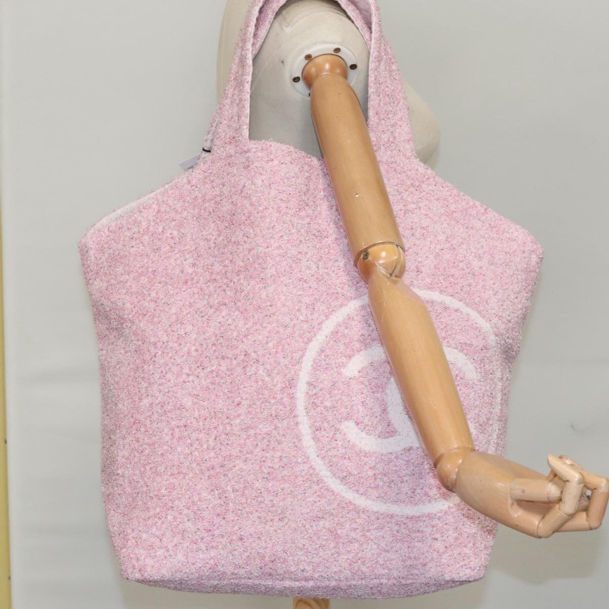 CHANEL COCO Mark Tote Bag pile Pink CC Auth yk15863A