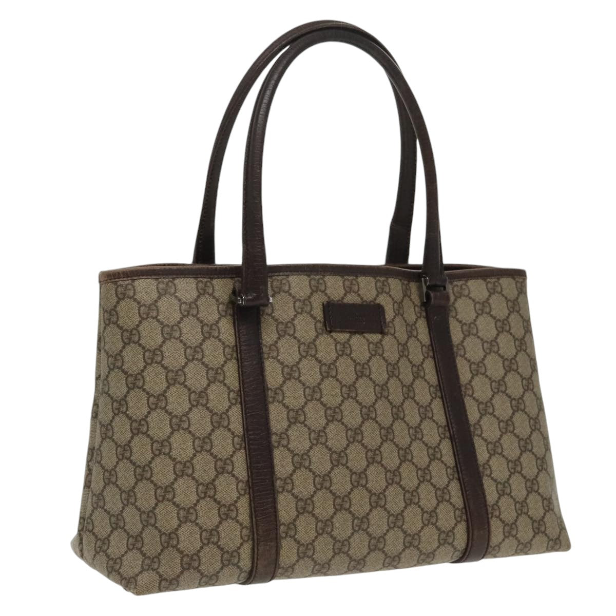 GUCCI GG Supreme Tote Bag PVC Beige Silver 114595 Auth yk15868