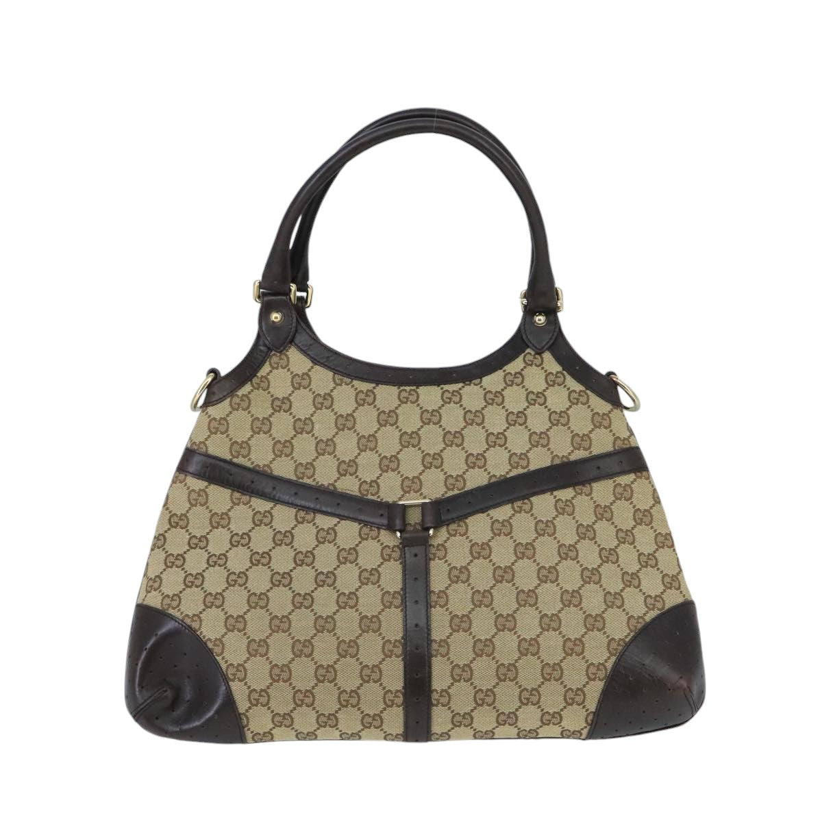 GUCCI GG Canvas interlocking Web Sherry Line Hand Bag White 114875 Auth yk15870 - 0