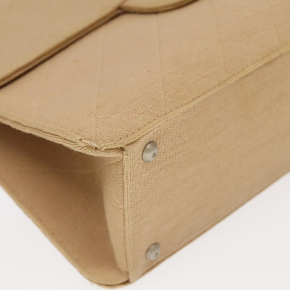 CHANEL Matelasse Chain Shoulder Bag Cotton Beige CC Auth yk15878